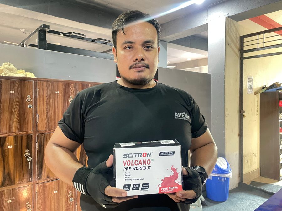 Rupak Shrestha with Scitron Volcano pre-workout
